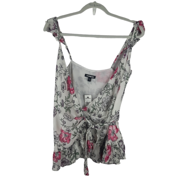 Express V Neck Sleeveless Floral Wrap Blouse Top - Picture 5 of 11